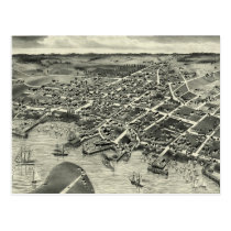 Mapa ilustrado del vintage de Edgartown mA (1886) tarjetas postales