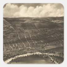 Mapa ilustrado del vintage de la concordia NH (189 Colcomanias Cuadradass