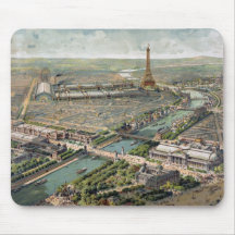 Mapa ilustrado del vintage de París (1900) Tapetes De Ratón