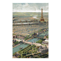 Mapa ilustrado del vintage de París (1900) Papelería Personalizada