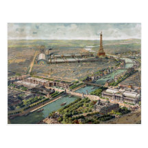 Mapa ilustrado del vintage de París (1900) Postales