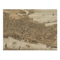 Mapa ilustrado del vintage de Portland Maine (1876 tarjetas postales