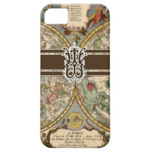 Mapa náutico del vintage con monograma de la letra iPhone 5 Case-Mate coberturas