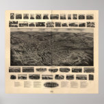 Mapa panorámico 1907 de la opinión de ojo de pájar posters