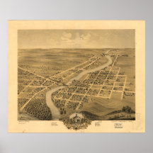 Mapa panorámico antiguo de Anoka Minnesota 1869 Posters