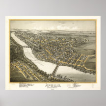 Mapa panorámico antiguo de Apolo Pennsylvania 1896 Posters