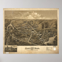 Mapa panorámico antiguo de Ashland Massachusetts 1 Impresiones