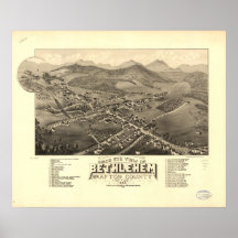 Mapa panorámico antiguo de Belén New Hampshire 188 Poster