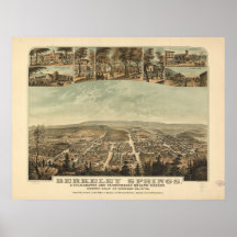 Mapa panorámico antiguo de Berkeley Springs WV 188 Posters