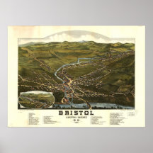 Mapa panorámico antiguo de Bristol New Hampshire 1 Posters