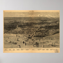 Mapa panorámico antiguo de Chicago Illinois 1871 Posters
