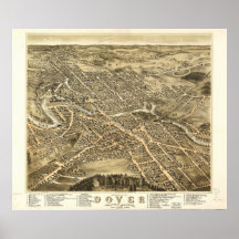 Mapa panorámico antiguo de Dover New Hampshire 187 Posters