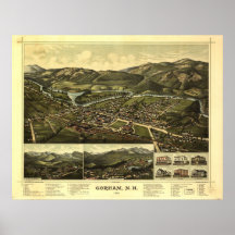Mapa panorámico antiguo de Gorham New Hampshire 18 Impresiones