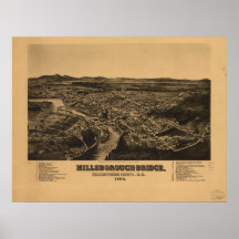 Mapa panorámico antiguo de Hillsboro New Hampshire Impresiones