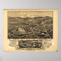 Mapa panorámico antiguo de Maynard Massachusetts 1 Impresiones