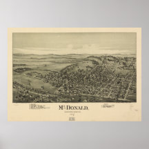Mapa panorámico antiguo de McDonald Pennsylvania 1 Impresiones