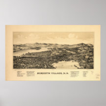 Mapa panorámico antiguo de Meredith New Hampshire  Posters