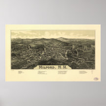 Mapa panorámico antiguo de Milford New Hampshire 1 Impresiones