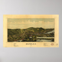Mapa panorámico antiguo de Milton New Hampshire 18 Impresiones