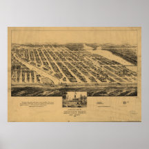 Mapa panorámico antiguo de New Jersey 1881 del par Posters