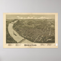 Mapa panorámico antiguo de Pennsylvania 1902 de la Posters