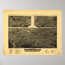 Mapa panorámico antiguo de Rochester New Hampshire Posters