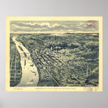 Mapa panorámico antiguo de Saint Paul Minnesota 18 Impresiones
