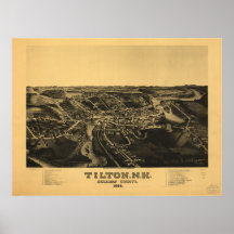 Mapa panorámico antiguo de Tilton New Hampshire 18 Impresiones