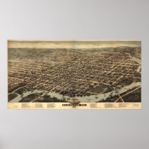 Mapa panorámico antiguo de Wilmington Delaware 187 Poster