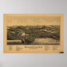 Mapa panorámico antiguo de Wolfeboro New Hampshire Posters