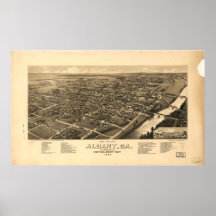Mapa panorámico de Albany Georgia 1885 Poster