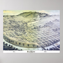 Mapa panorámico de El Paso TX DIGITAL VUELTO A MEZ Impresiones