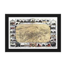 Mapa panorámico de Fresno CA DIGITAL VUELTO A MEZC Lona Envuelta Para Galerías