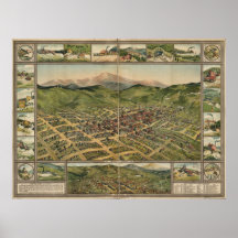 Mapa panorámico de la opinión de ojo de 1896 del l posters