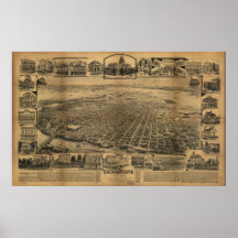 mapa panorámico de la opinión de ojo de pájaros de posters