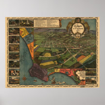 Mapa panorámico de Los Ángeles California 1871 Poster