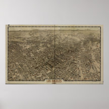 Mapa panorámico de Los Ángeles California 1909 Poster