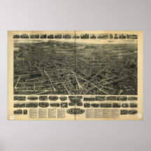 Mapa panorámico de Meriden Connecticut 1918 Posters