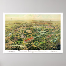 Mapa panorámico de Nashville TN DIGITAL VUELTO A M Posters