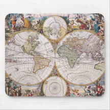 Mapa polar del hemisferio doble alfombrillas de ratones