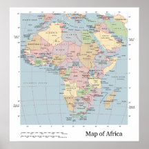Mapa político del continente moderno del día de Áf Posters