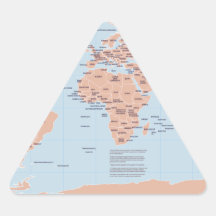 Mapa político del mundo calcomanía de triangulo