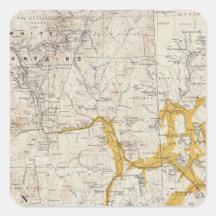 Mapa topográfico y glacial de New Hampshire 2 Colcomanias Cuadradas Personalizadas