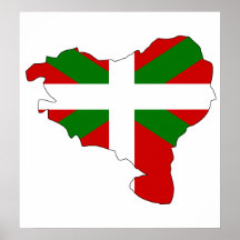 Mapa vasco de la bandera del mismo tamaño poster
