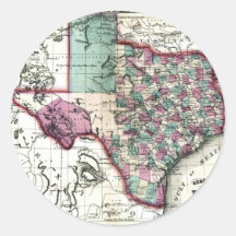 Mapa viejo 1866 de Tejas Etiquetas