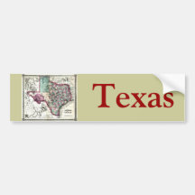 Mapa viejo 1866 de Tejas Pegatina De Parachoque
