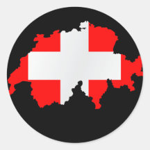 mapa y bandera - pegatina de Suiza