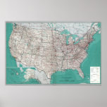 Mapas de Estados Unidos, poster impreso del mapa d