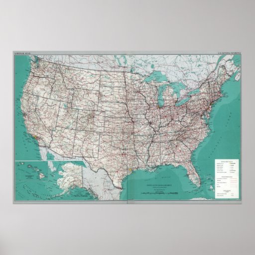 Mapas de Estados Unidos, poster impreso del mapa d