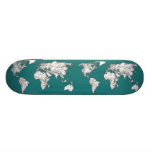 Mapas del mundo en turquesa monopatines personalizados